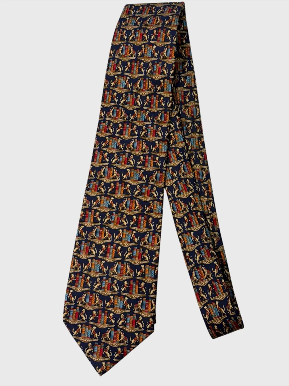 Salvatore Ferragamo Multicolor Animal Library Book Silk Neck Tie - Picture 2 of 7